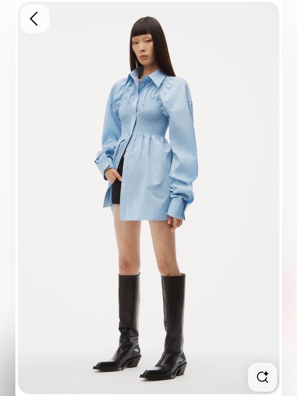 Alexander Wang Light Blue Shirtdress with Smocked Waist